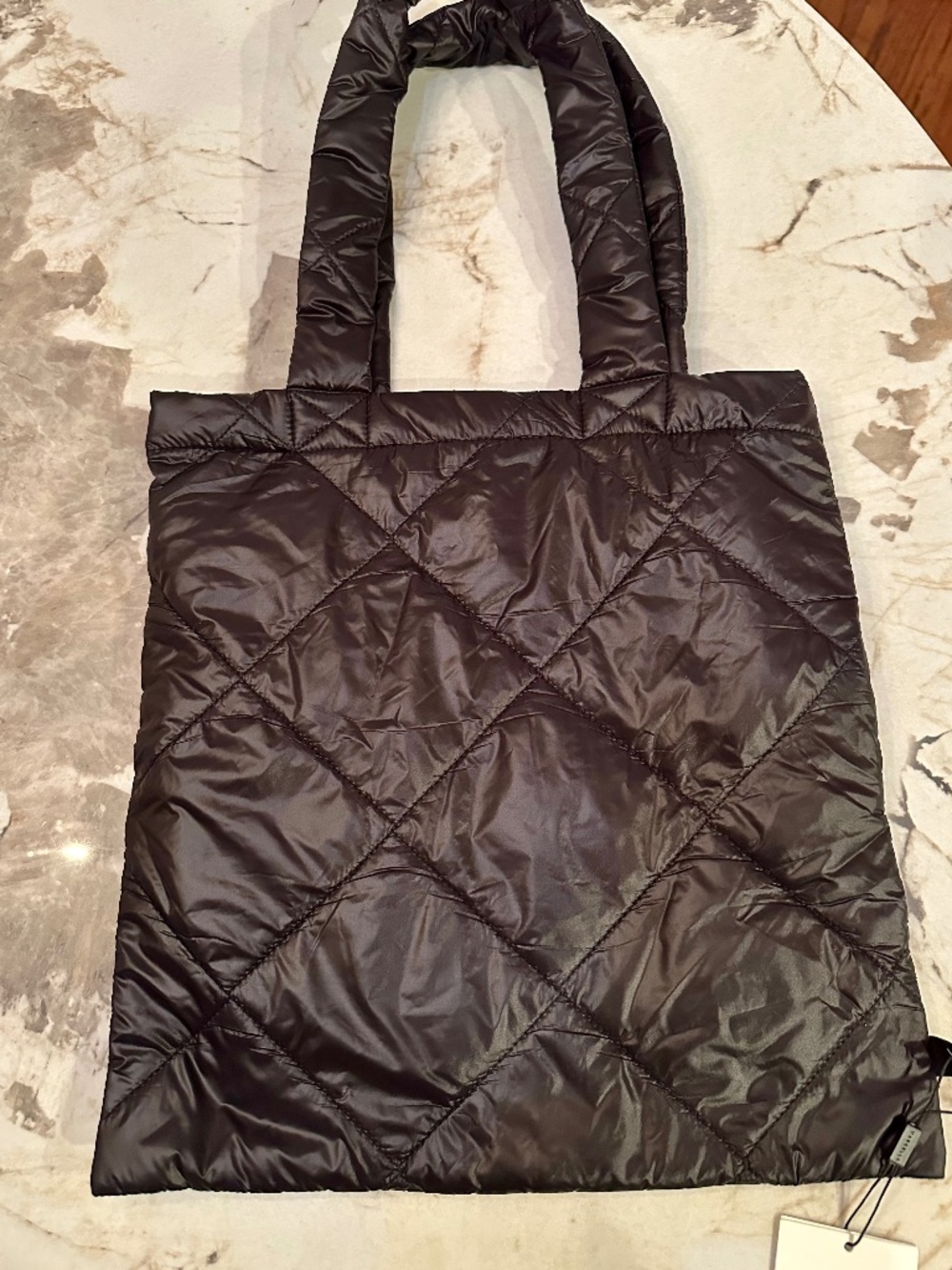 Marcella Tote Bag Quilted Romy Puffer Black NWT